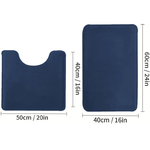 2-Piece Striped Bathroom Mat Set Non-Slip Absorbent Microfiber Floor Rugs Machine Washable