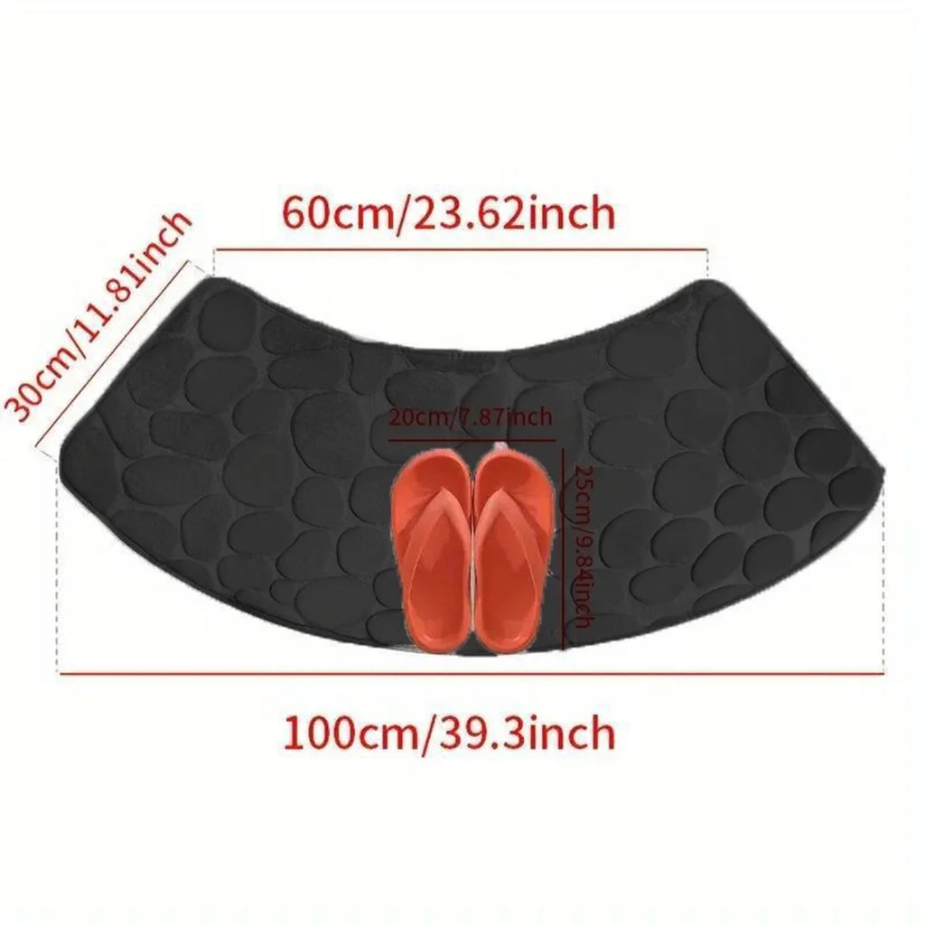 Curved Thickened Bathroom Mat – Absorbent Non-Slip Shower & Toilet Floor Mat