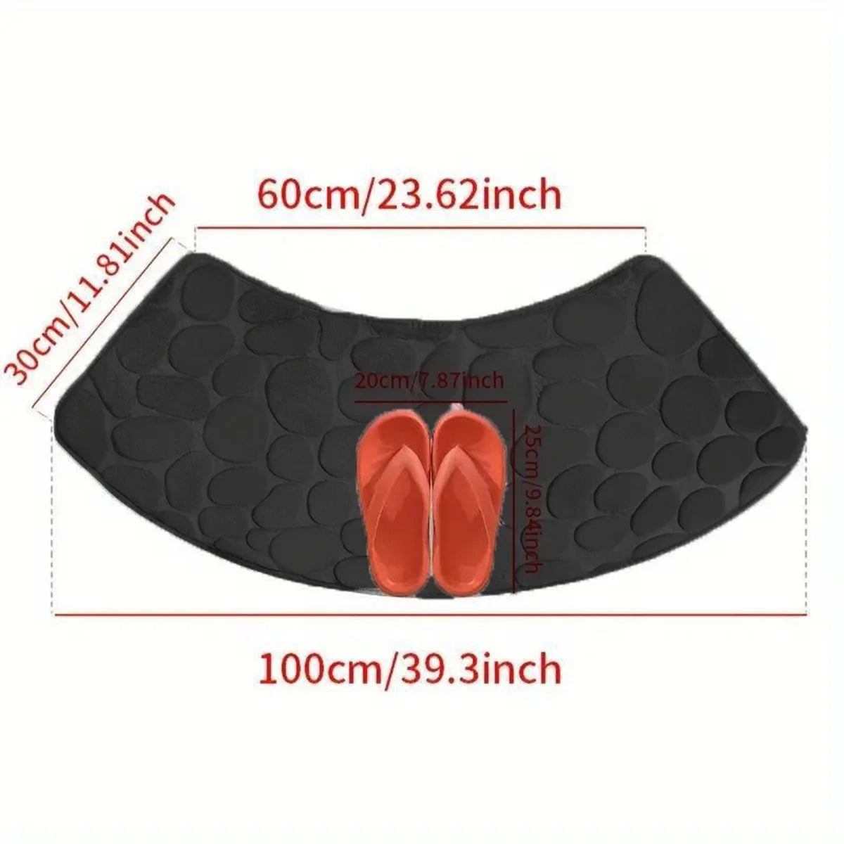 Curved Thickened Bathroom Mat – Absorbent Non-Slip Shower & Toilet Floor Mat