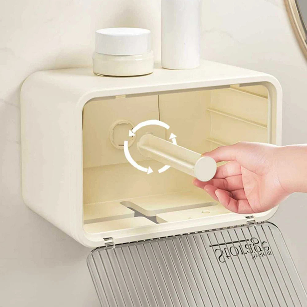 Wall-Mounted Transparent Waterproof Tissue Box Toilet & Bathroom Roll Paper Organizer