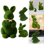 Artificial Moss Easter Bunny Figurine – Cute Foam Flocking Decoration