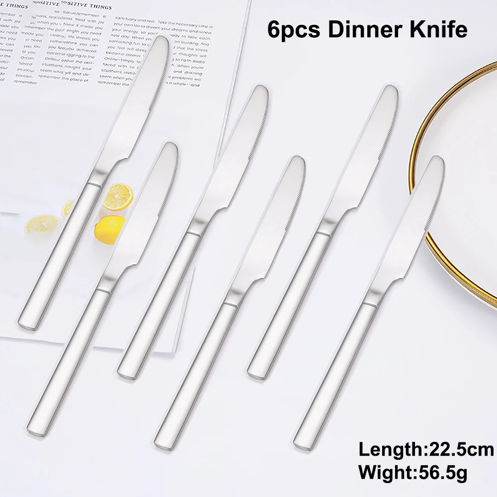 4/6 Piece Stainless Steel Flatware Set – Elegant Silver Dinner Cutlery