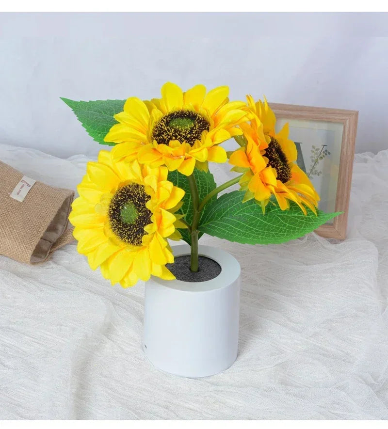 Sunflower LED Night Light – USB Warm Floral Bedside Lamp