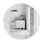 Sleek Round Wall Mirror in White Finish - 40cm Modern Design