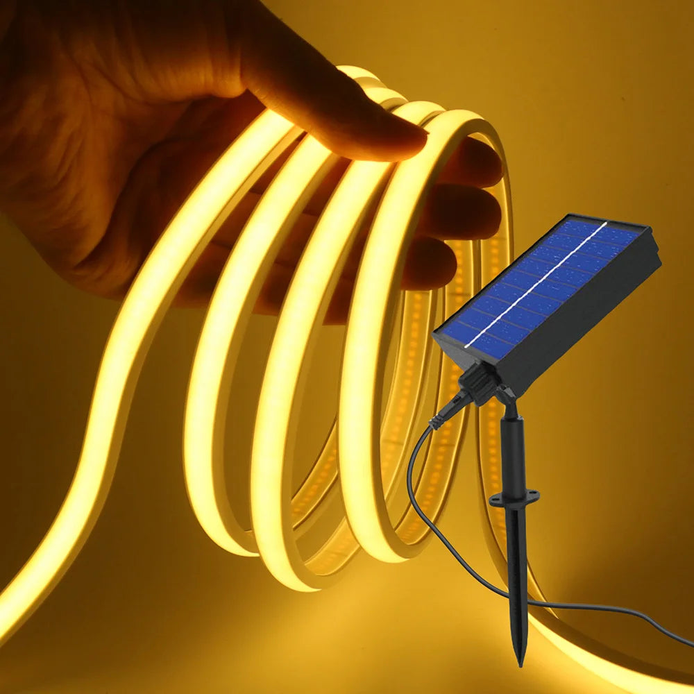 Solar COB LED Strip Light 320 LEDs/m Warm/Natural/Cold White IP67 Waterproof