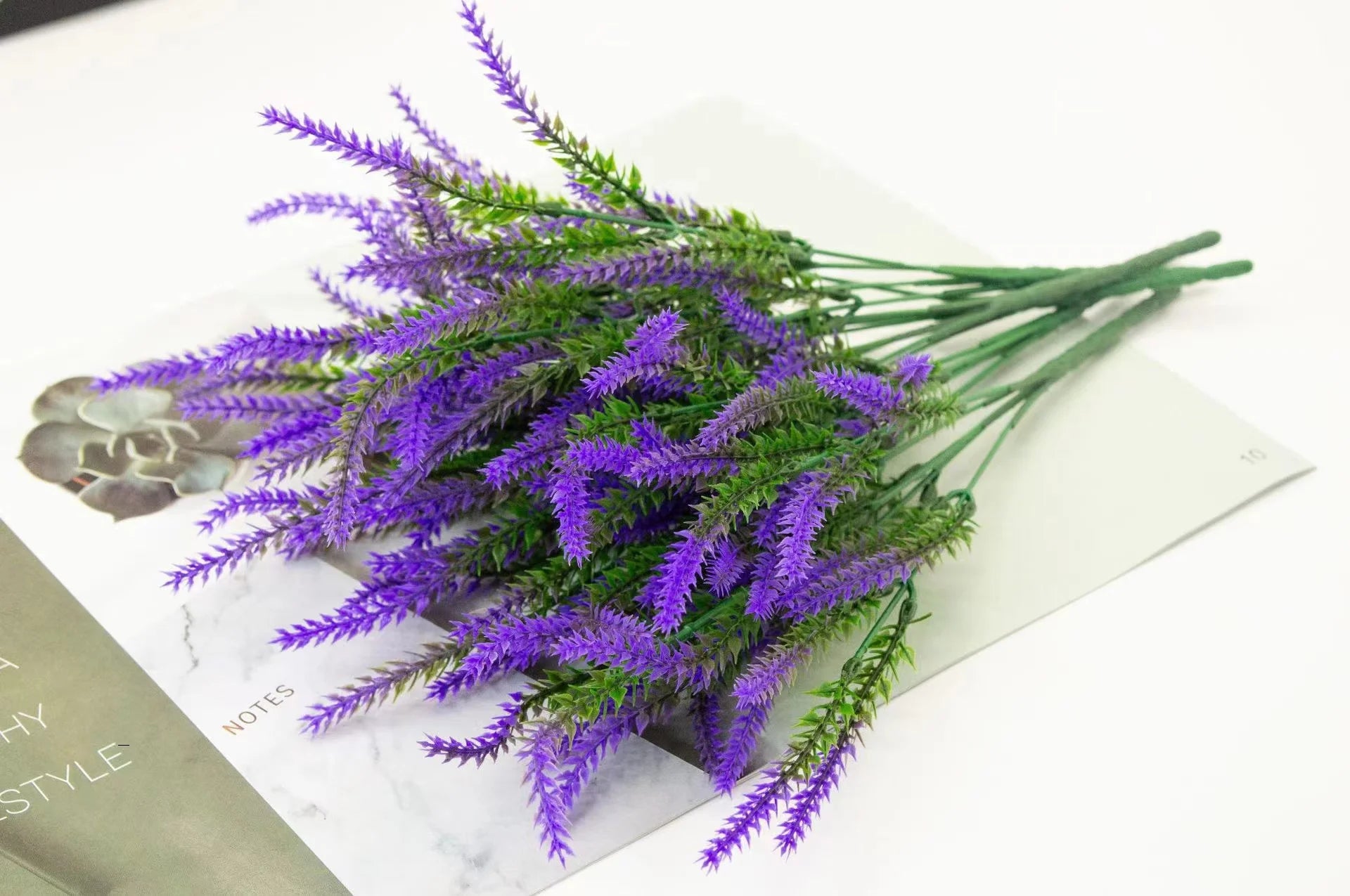 5-Branch Artificial Lavender – Plastic Faux Flowers for Home & Outdoor Decor