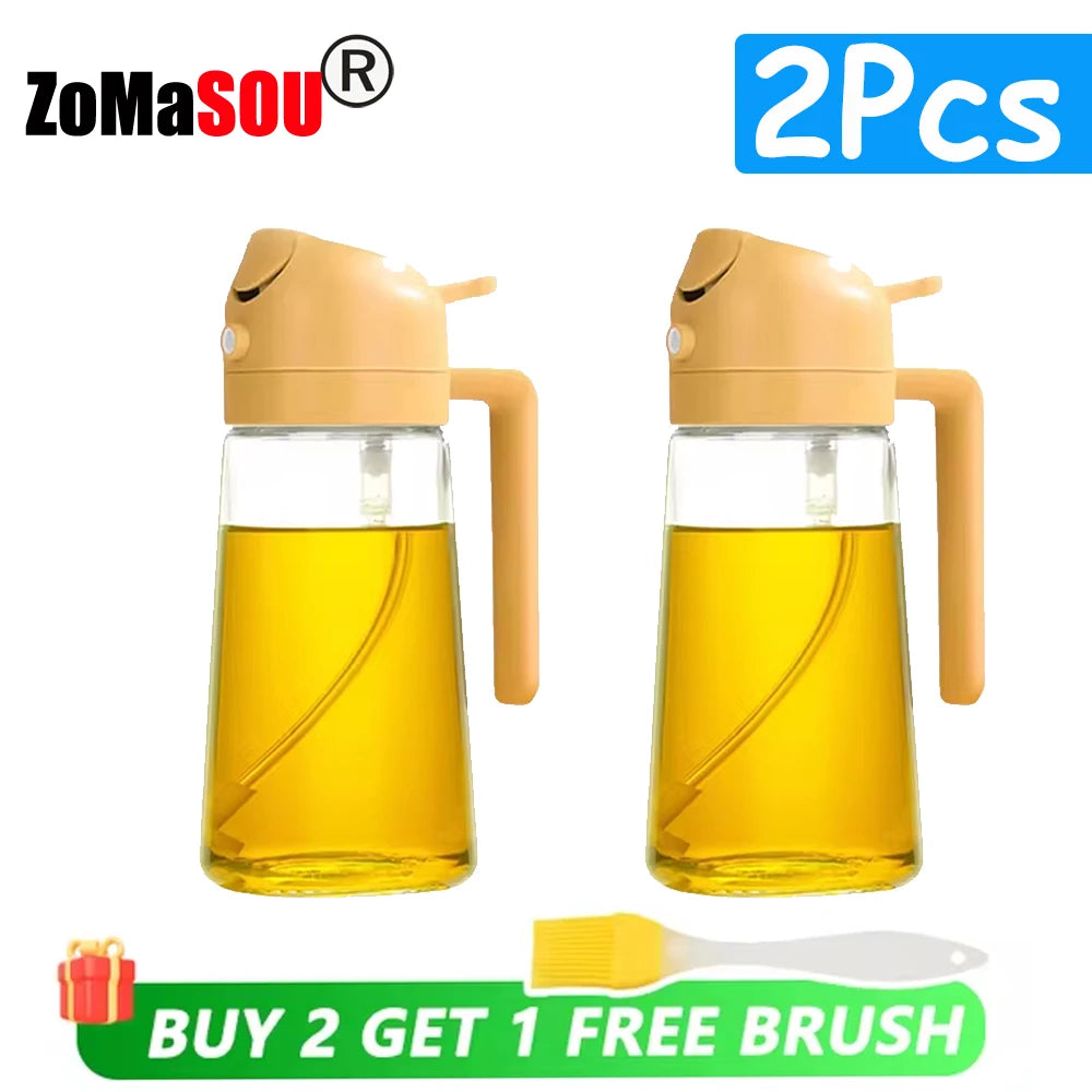 2-in-1 Oil Sprayer & Pourer – Refillable Kitchen Oil Dispenser Bottle