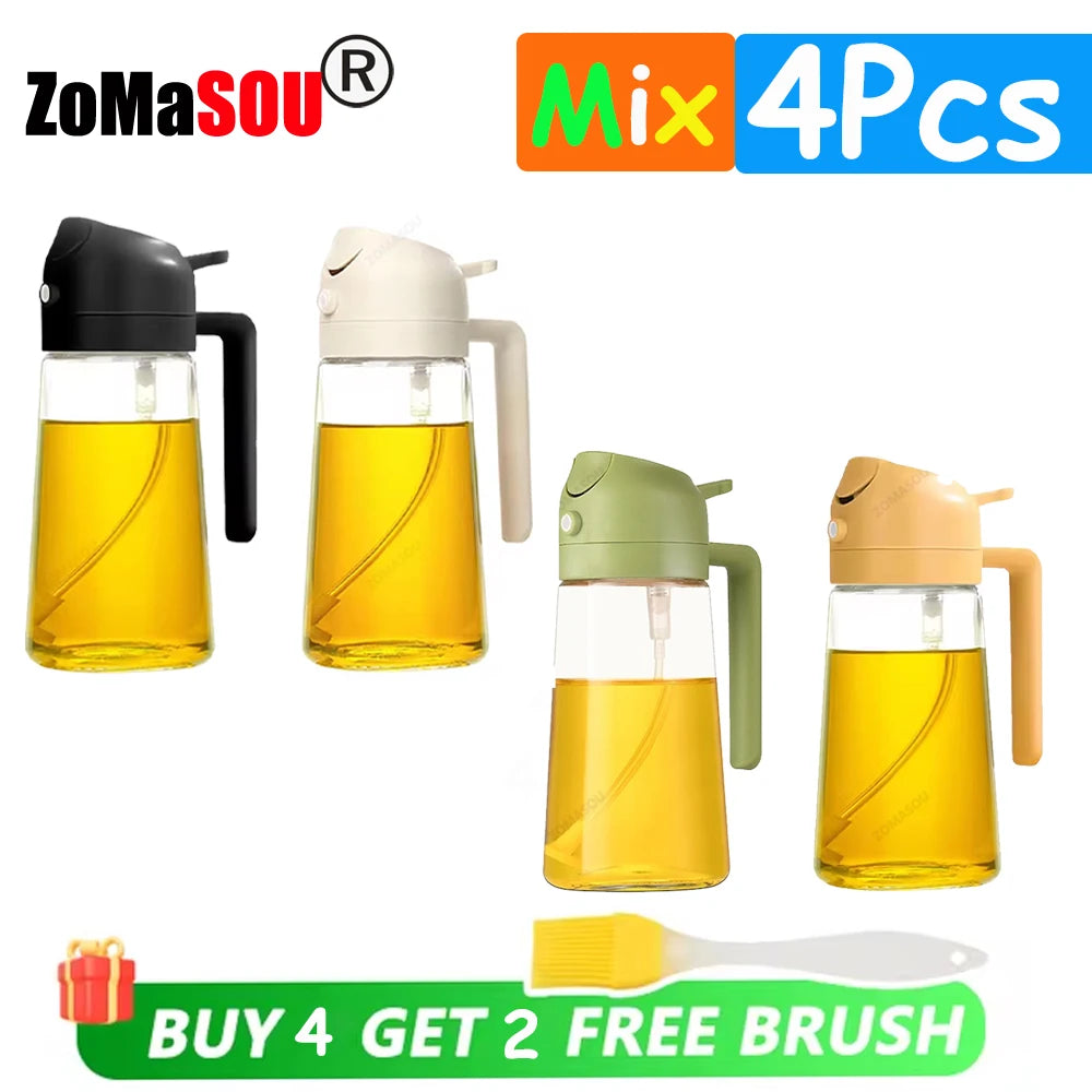 2-in-1 Oil Sprayer & Pourer – Refillable Kitchen Oil Dispenser Bottle