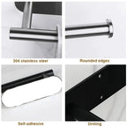 No-Drill Toilet Paper Holder Wall Mount Stainless Steel Easy Install Paper Roll Rack