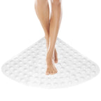 Non-Slip Corner Shower Mat 54x54cm – Rubber Suction Cup Bath Mat with Drain Holes & Massage Foot Surface