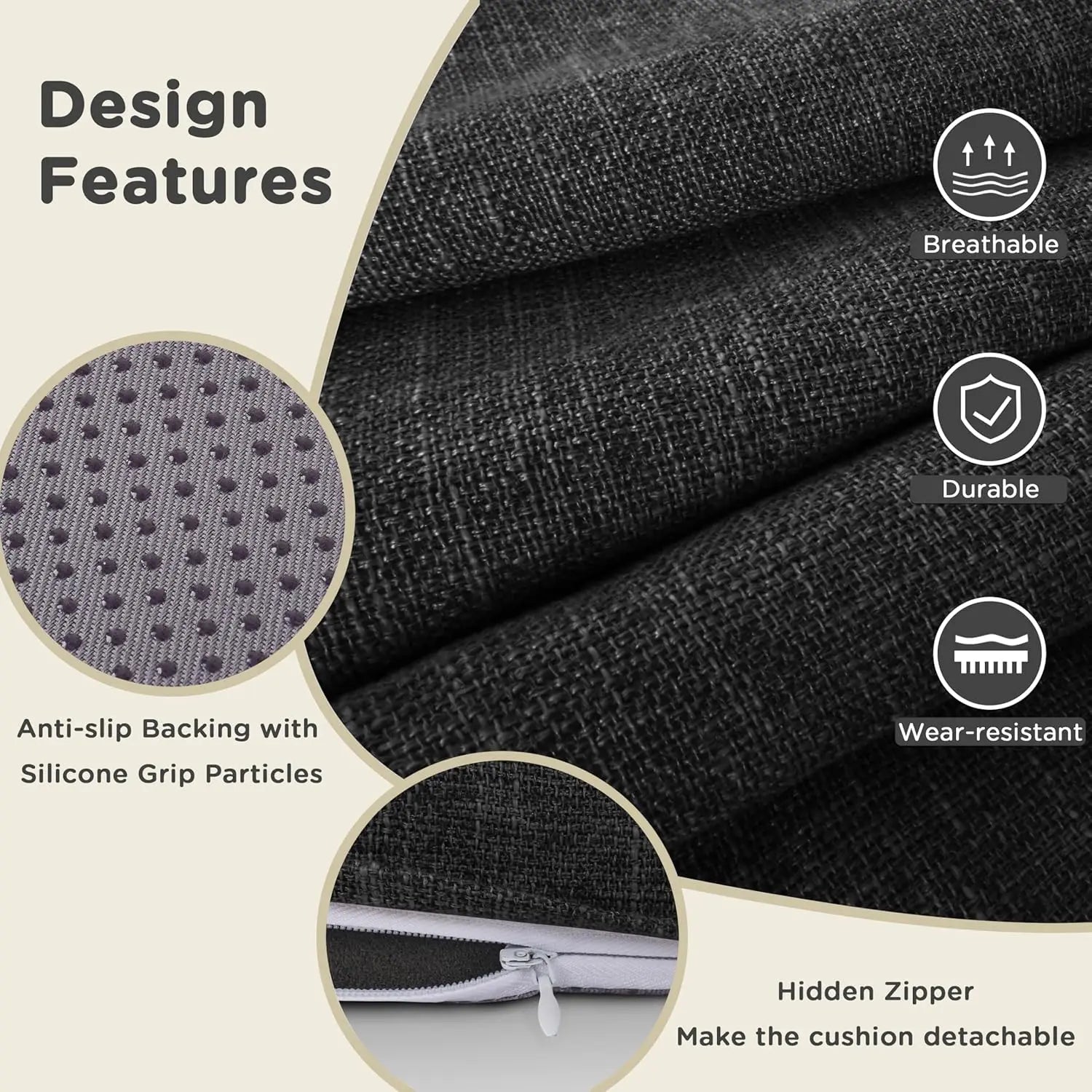 Round Linen Seat Cushion – Breathable PU Foam Pad for Dining & Bar Chairs