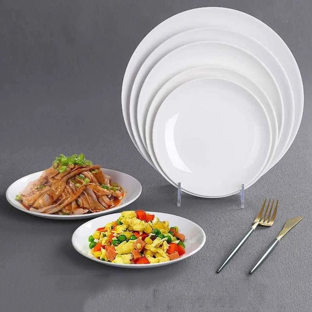 Round White Melamine Dish – Durable Plate for Home, Restaurant, Kitchen
