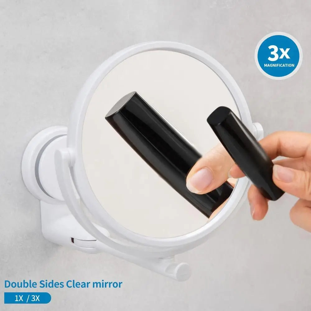 Rotating Wall-Mounted Bath Mirror with Suction for Easy Viewing