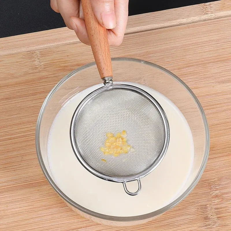 304 Stainless Steel Mesh Filter Spoon with Wooden Handle