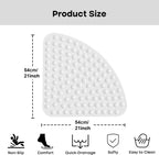 Non-Slip Corner Shower Mat 54x54cm – Rubber Suction Cup Bath Mat with Drain Holes & Massage Foot Surface
