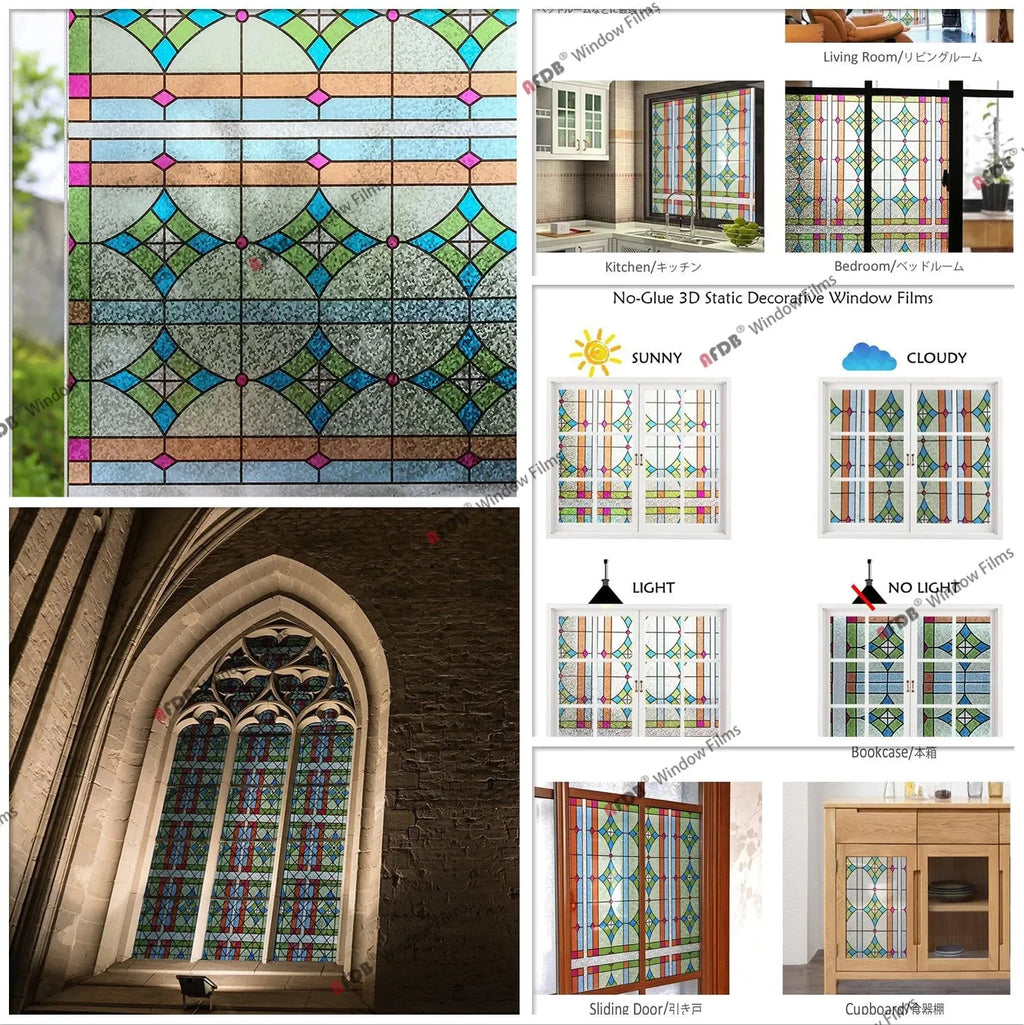 3D Matte Privacy Window Film Frosted Static Cling Glass Cover