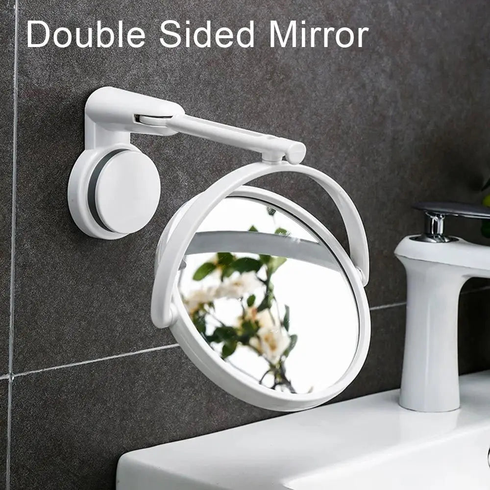 Rotating Wall-Mounted Bath Mirror with Suction for Easy Viewing