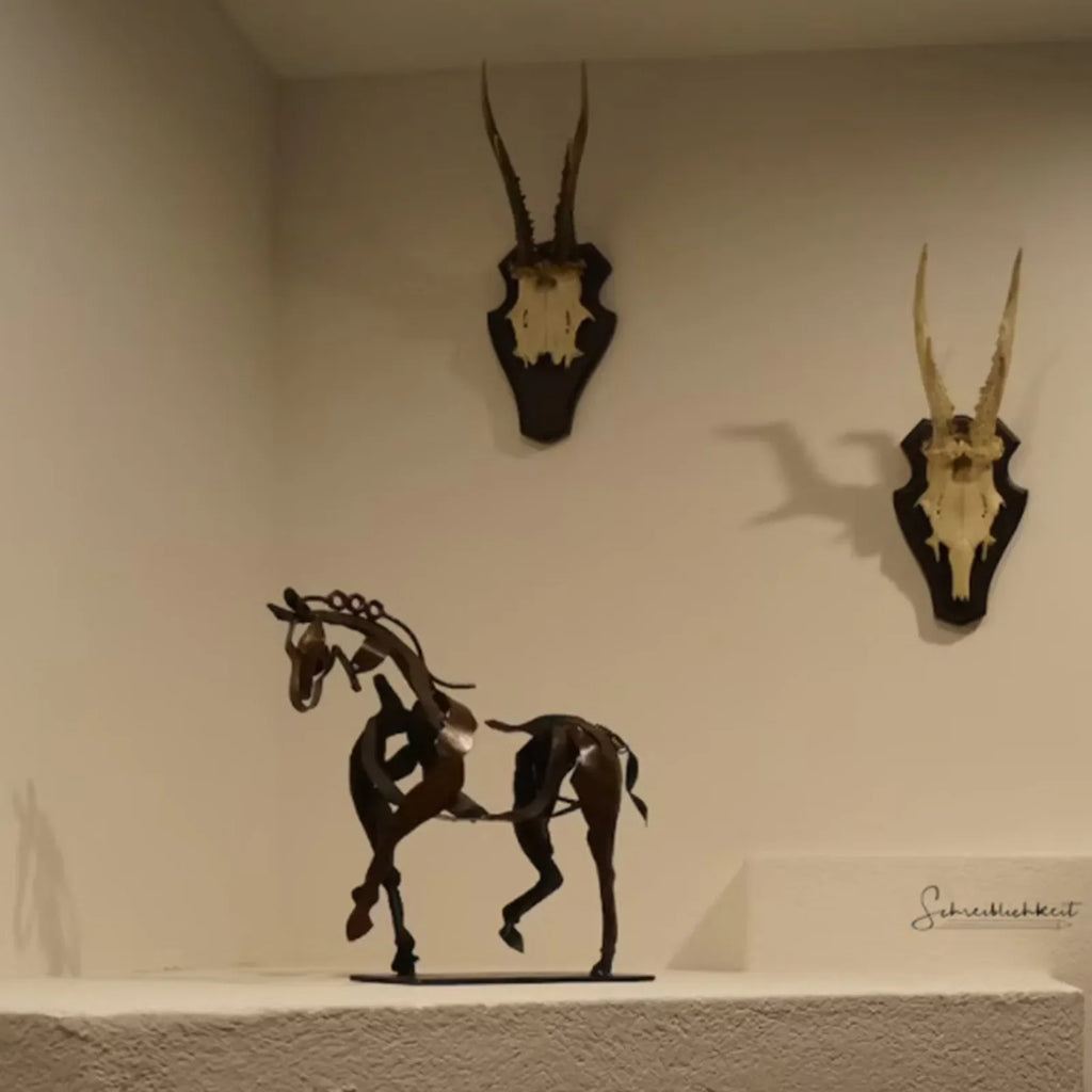 Handmade Metal Horse Sculpture Modern Abstract Animal Decor