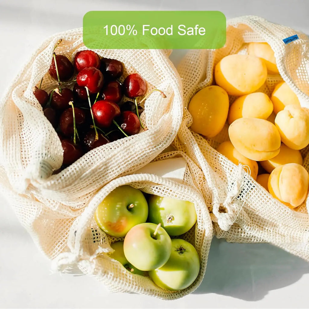 Reusable Cotton Mesh Vegetable Bags – 3 Sizes, Eco-Friendly Produce Storage