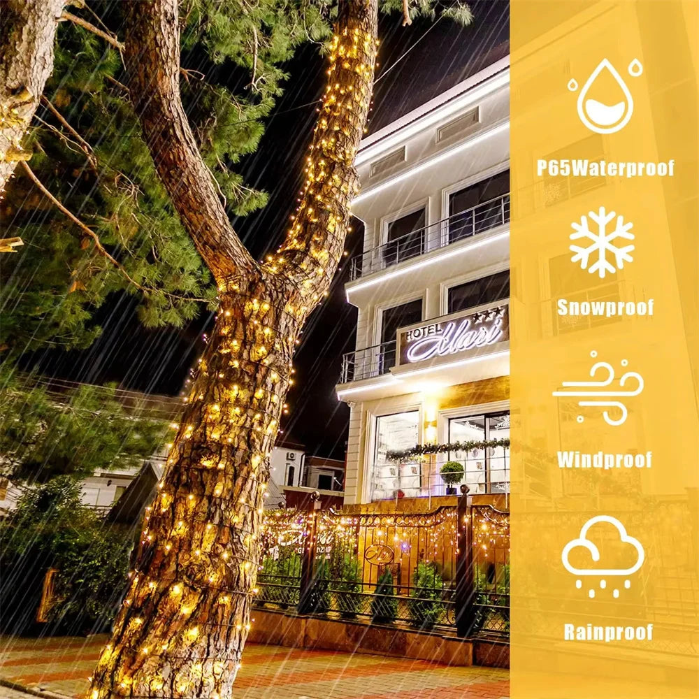 Solar LED String Lights 30M IP65 Waterproof RGB Holiday