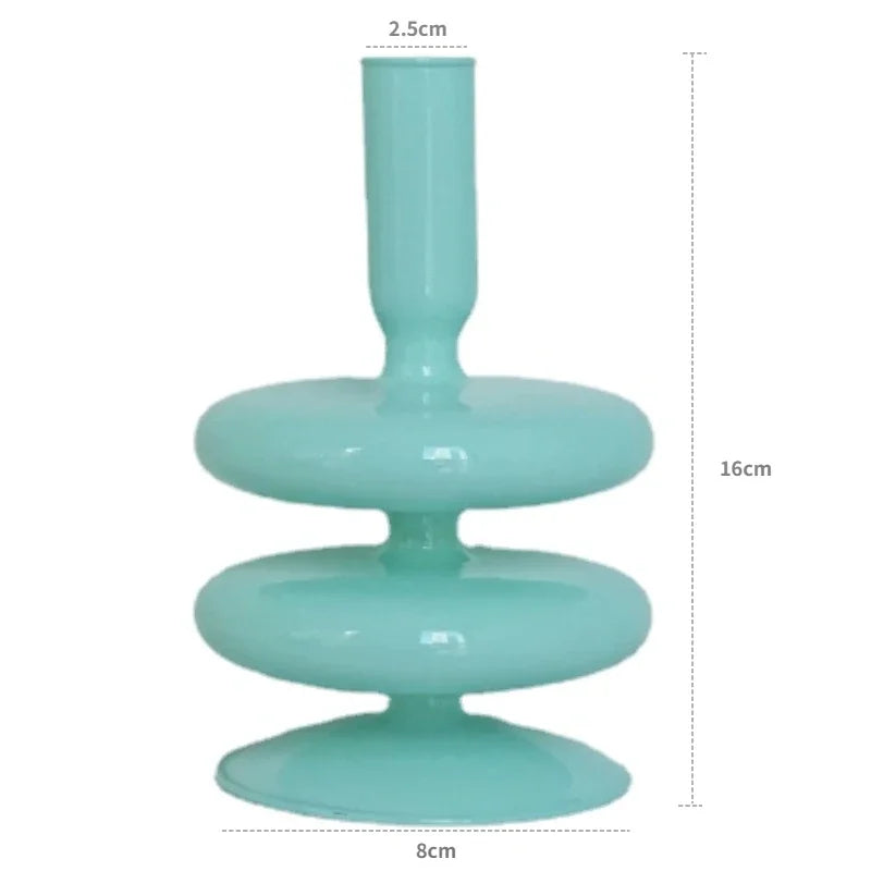 Handmade Nordic Glass Candlestick – Retro Candle Holder & Vase