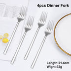 4/6 Piece Stainless Steel Flatware Set – Elegant Silver Dinner Cutlery
