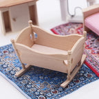 1:12 Dollhouse Wooden Cradle Miniature Furniture Accessory Log Color