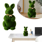 Artificial Moss Easter Bunny Figurine – Cute Foam Flocking Decoration