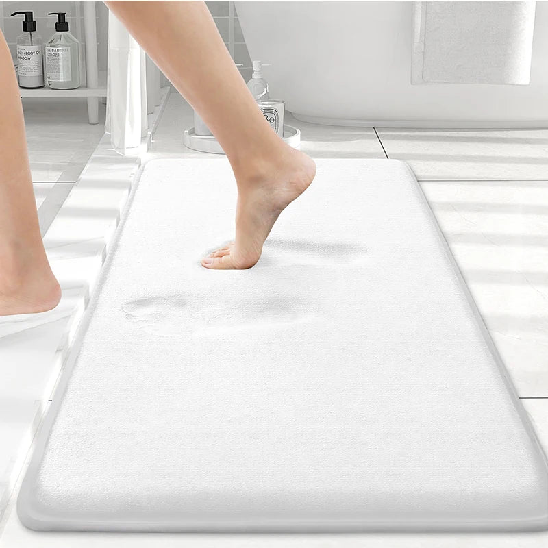 Homaxy Memory Foam Solid Color Bathroom Mat Floor Mat Indoor Non Slip Door Mat Dirt Trap Absorbs Water Comfortable Bathroom Mat