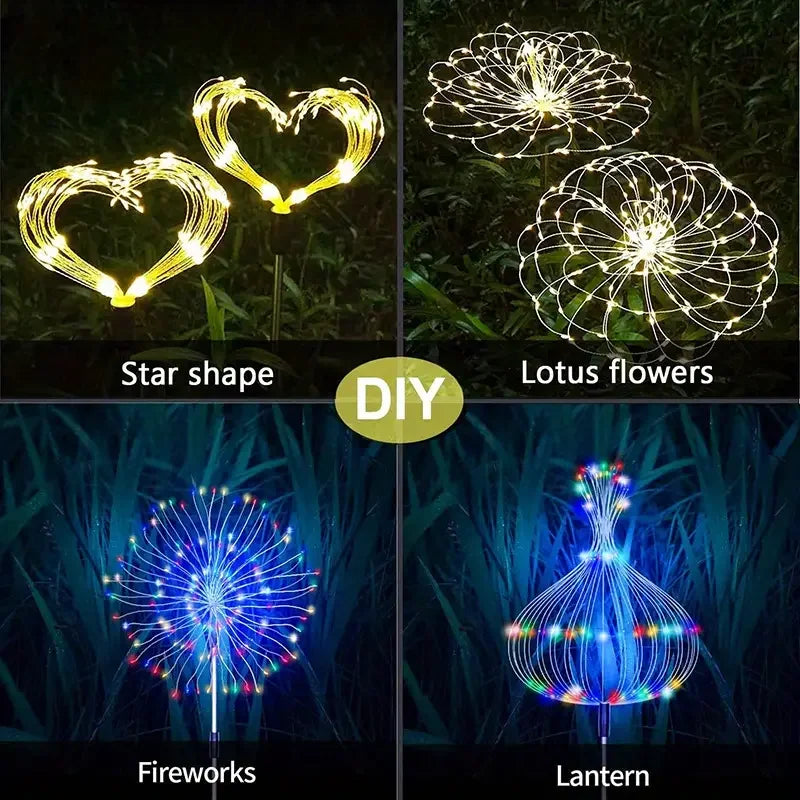 Solar LED Garden Lights Copper Wire DIY Holiday Waterproof Outdoor Decor