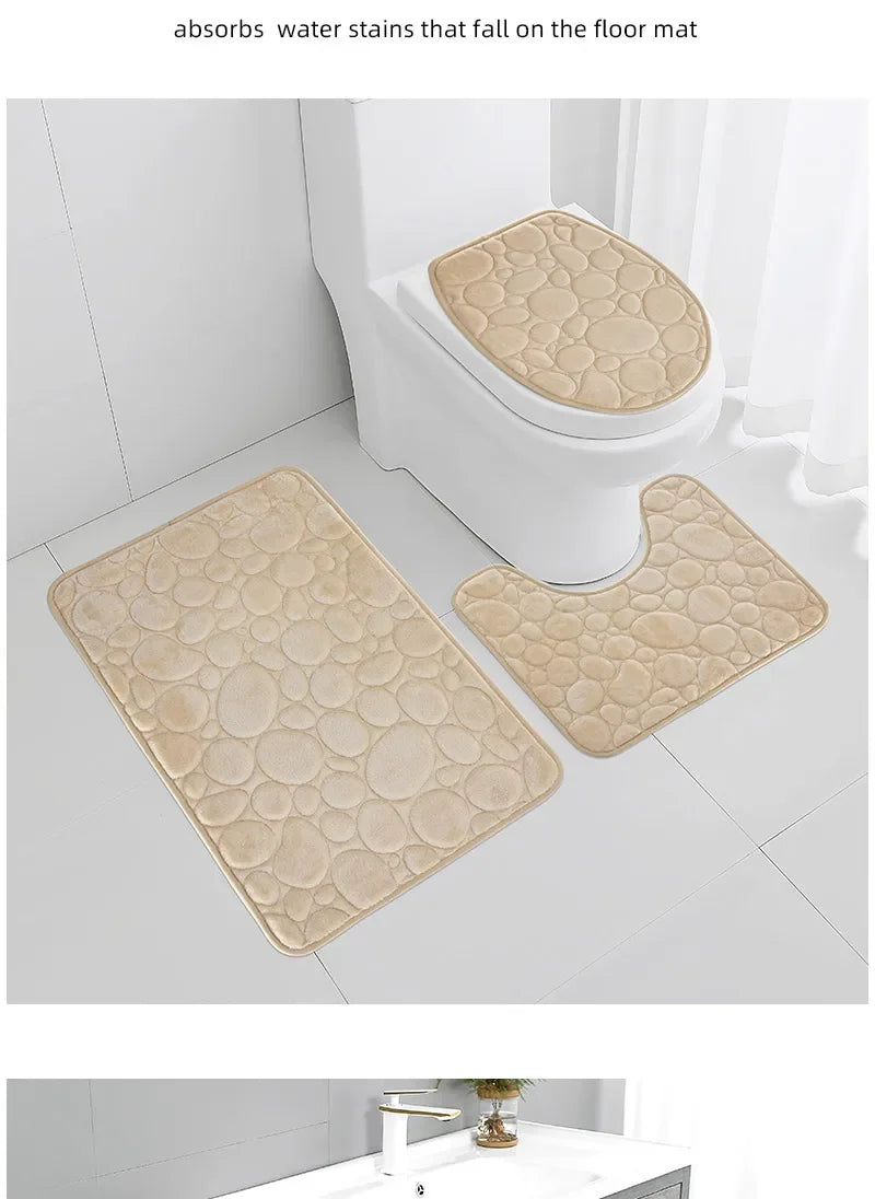 3-Piece Microfiber Bathroom Mat Set Non-Slip Absorbent Floor Rugs Soft and Comfortable