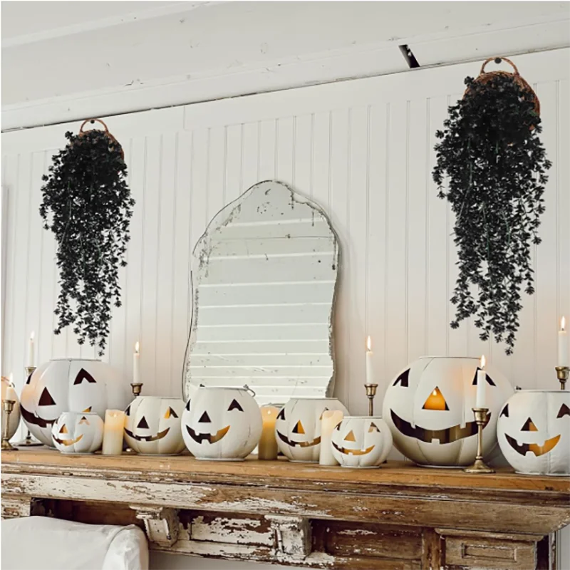 2Pcs Artificial Black Hanging Vine Plants UV Resistant