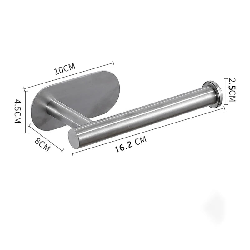 No-Drill Toilet Paper Holder Wall Mount Stainless Steel Easy Install Paper Roll Rack