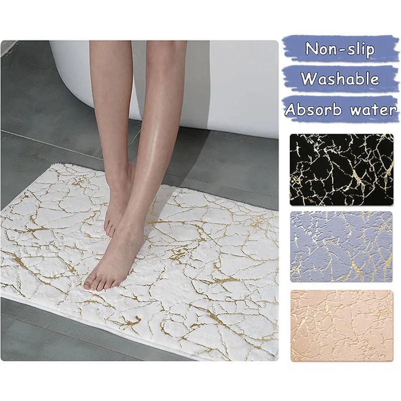 Modern Rectangle Washable Floor Mat – Non-Slip Bathroom, Bedroom & Living Room Rug
