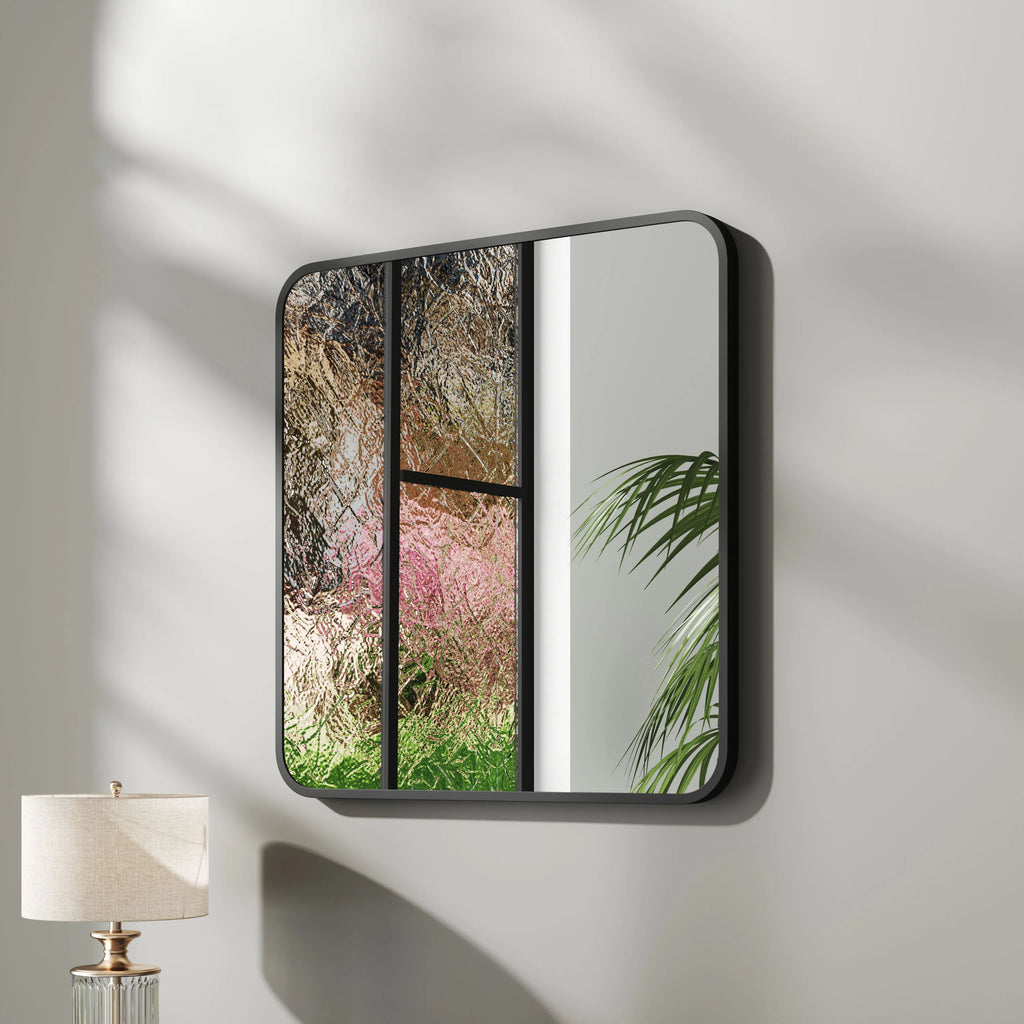 Modern Square Wall Mirror with Aluminum Alloy Frame Bathroom Decoration