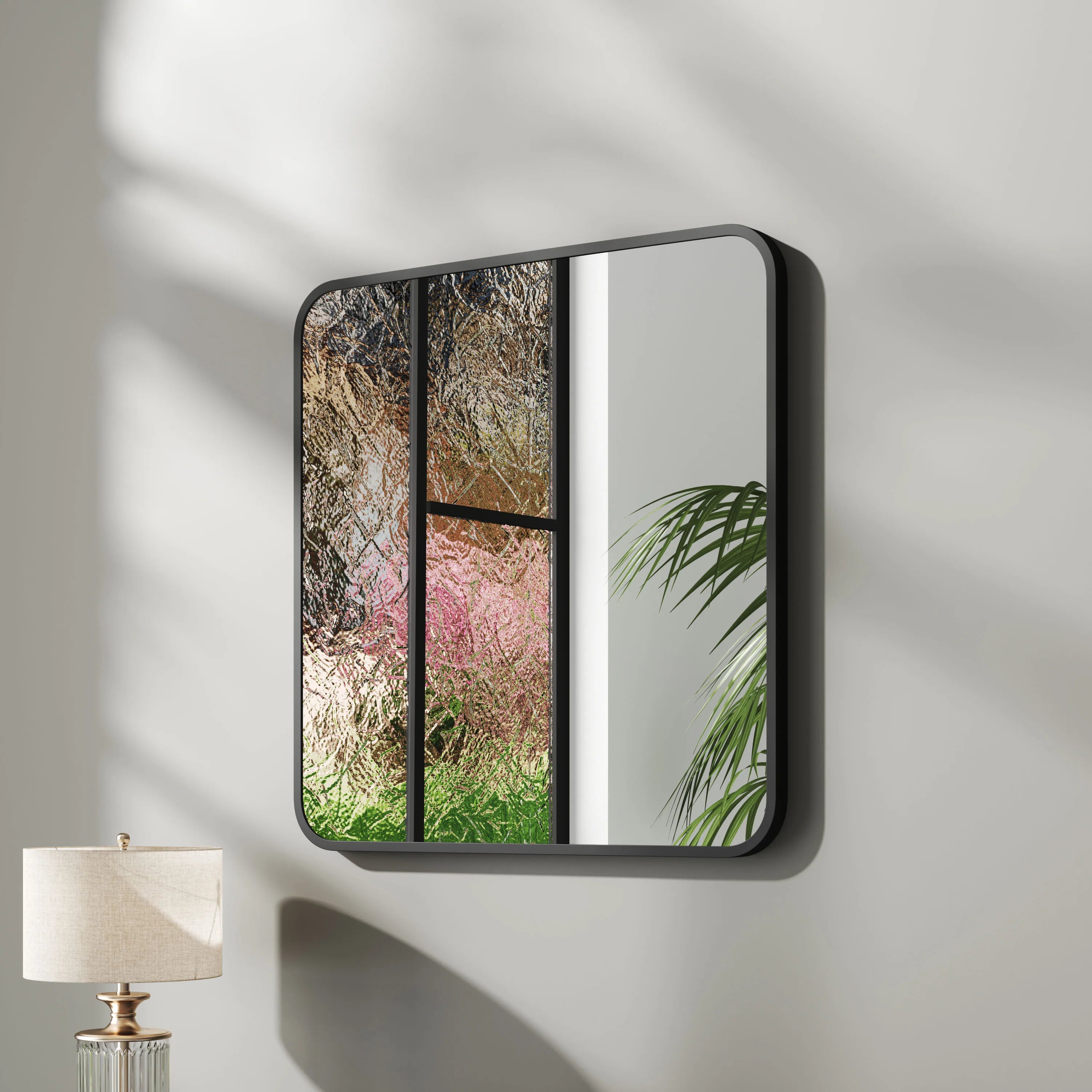 Modern Square Wall Mirror with Aluminum Alloy Frame Bathroom Decoration