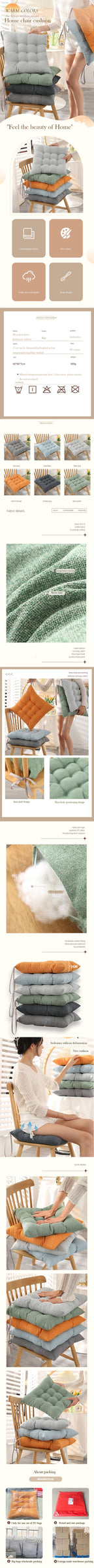 Plaid Knit Seat Cushion Cotton Filling Handmade Removable Washable