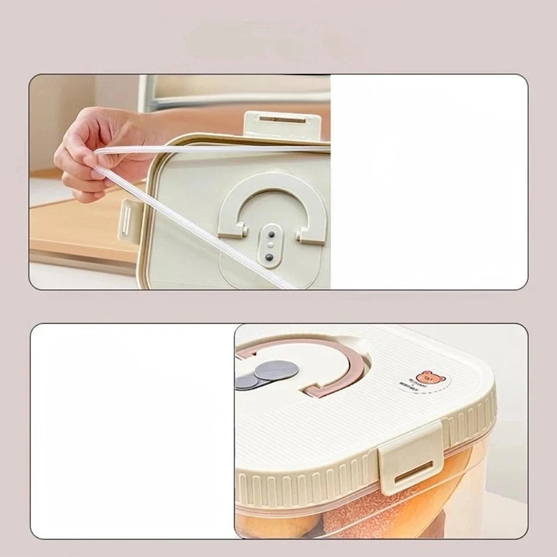 WORTHBUY Food Grade Airtight Bread Box with Handle – Transparent Plastic