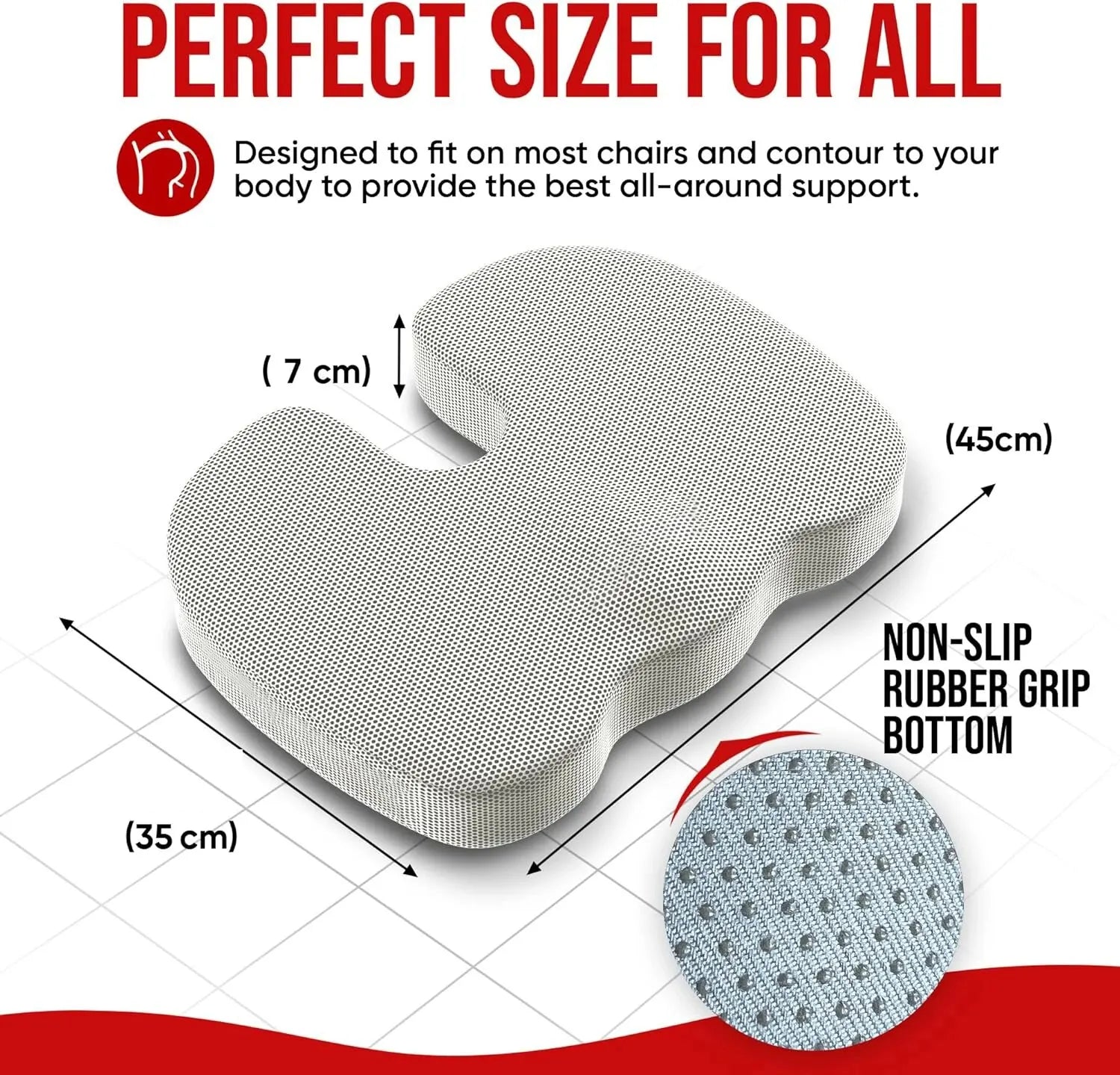 Ergonomic Memory Foam Seat Cushion Patchwork Removable Washable