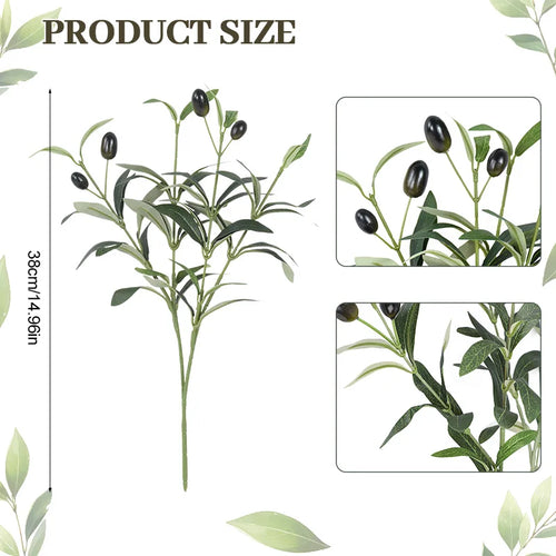 1/3/5Pcs Artificial Olive Leaves Tree Branch with Fruit