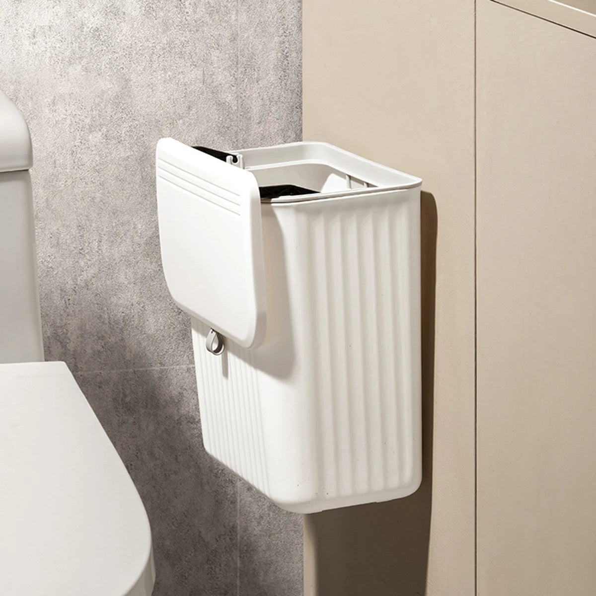 Kitchen Wall-Mounted Trash Can with Hanging Design, Household Waste Storage Bin, Toilet and Bathroom Paper Storage Bucket