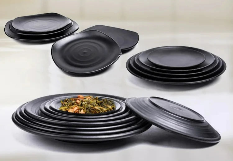 CERAMICS Round Plastic Plate – Solid Color Durable Tableware