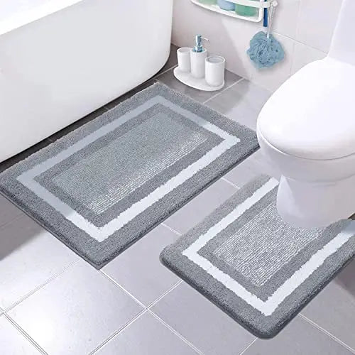 Absorbent Microfiber Bath Mat, Soft Plush Non-Slip Bathroom Rug, Thick Floor Mat for Shower, Toilet & Bedroom