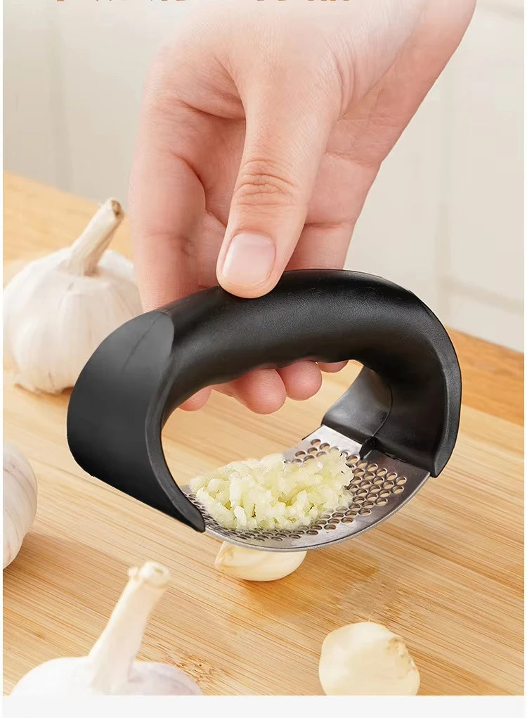 Stainless Steel Garlic Press – Handheld Garlic Crusher Tool