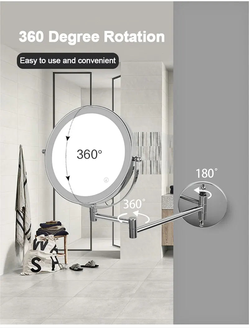 8 Inch Wall Mounted Makeup Mirror with USB Charging and 10X Magnification