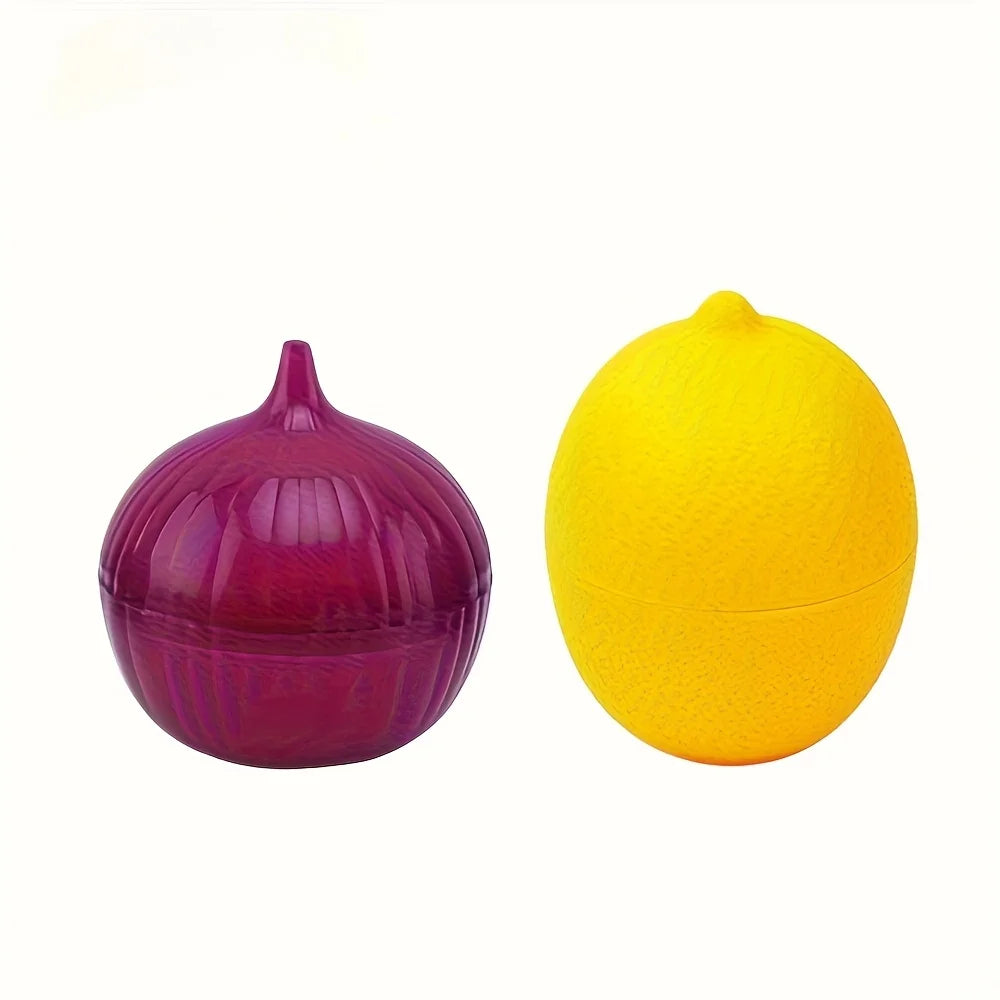 Lemon & Onion-Shaped Food Storage Containers – Fun, Reusable, Flip-Top Kitchen Organizer