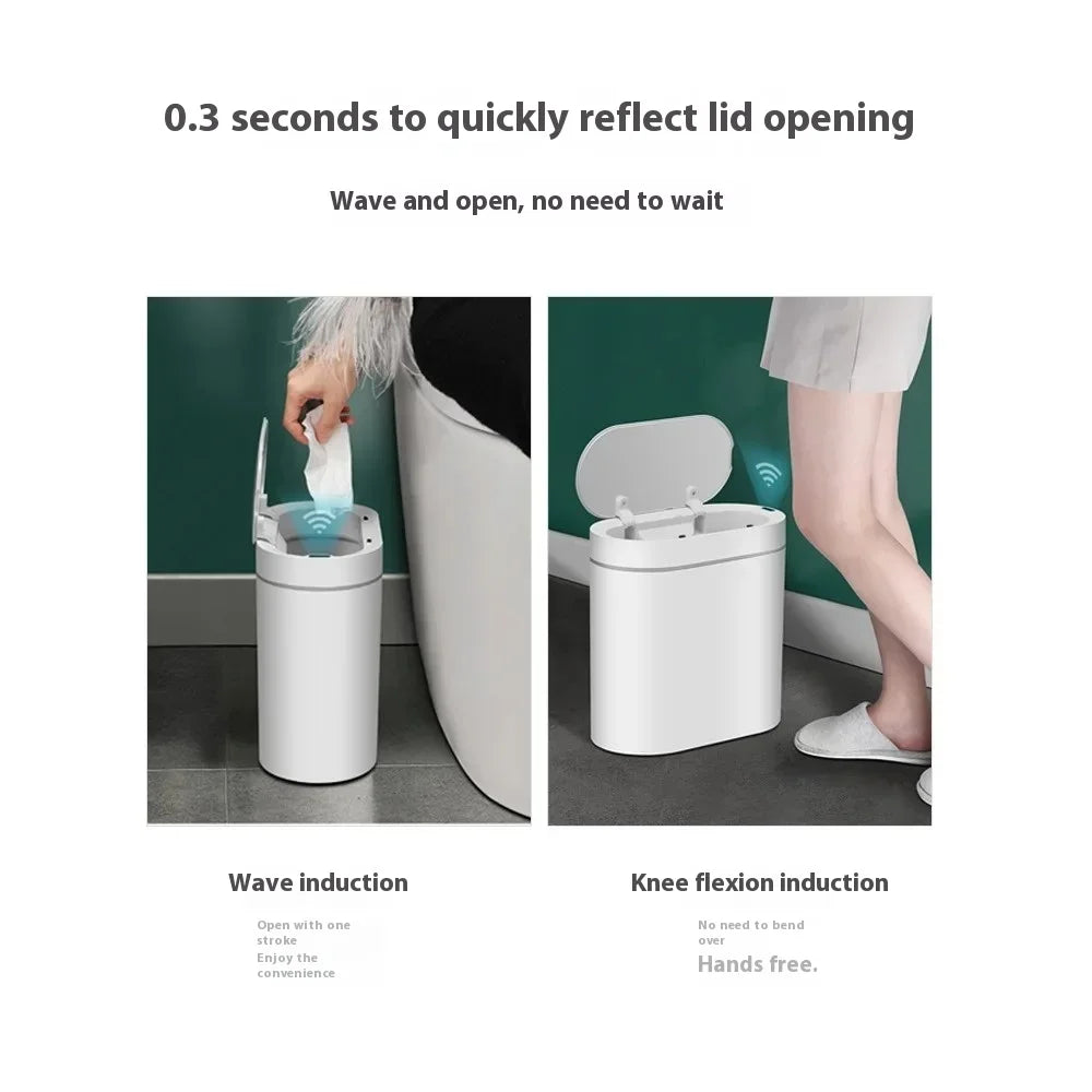 7L Touchless Automatic Bathroom Trash Can with Lid, Motion Sensor Garbage Bin