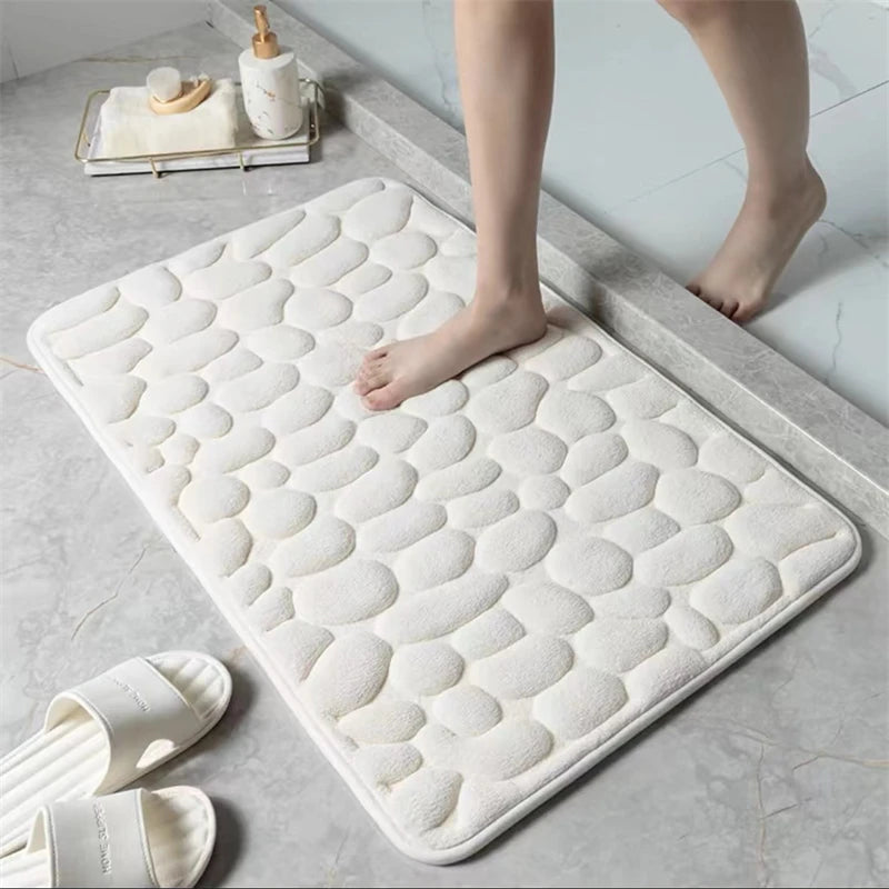 3D Bathroom Mat Non-Slip Pebble Embossed Absorbent Rug