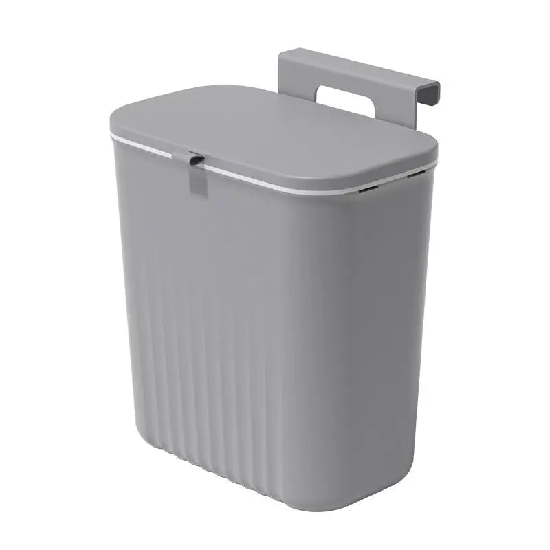 9L Wall-Mounted Trash Can with Lid, Kitchen & Bathroom Hanging Storage Bin, Smart Cabinet Garbage Holder
