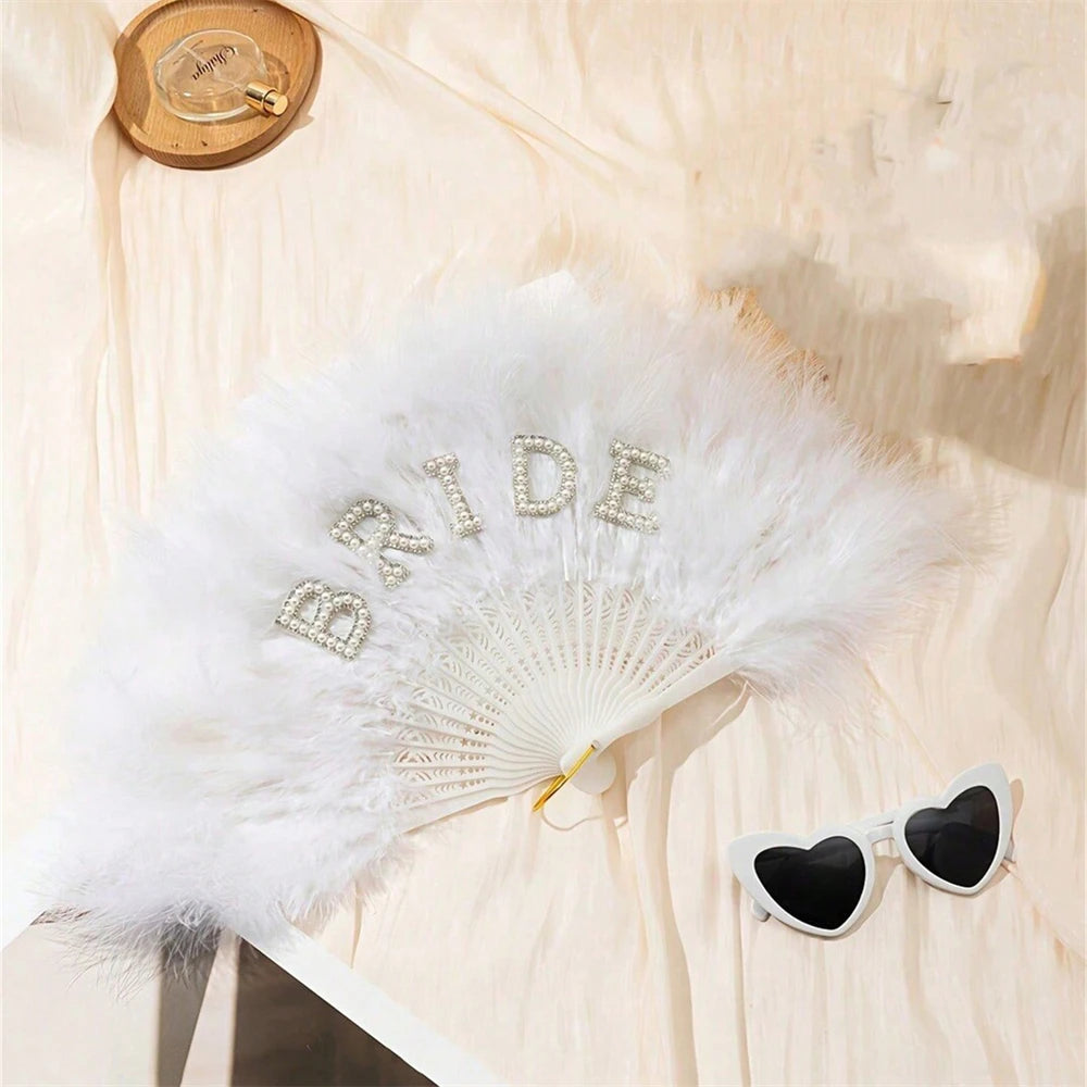 Elegant Bridal Feather Fan Wedding Party Accessory Decorative Fan